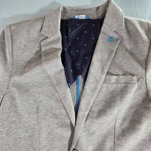 AT&T Mens Heather Gray Jersey Knit Blazer Jacket Logo Medium